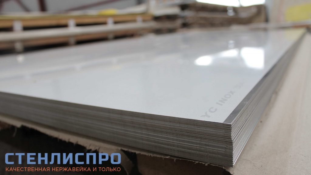 лист нержавеющий aisi 304 0,8x1250x2500 ba pe зеркальный в пленке