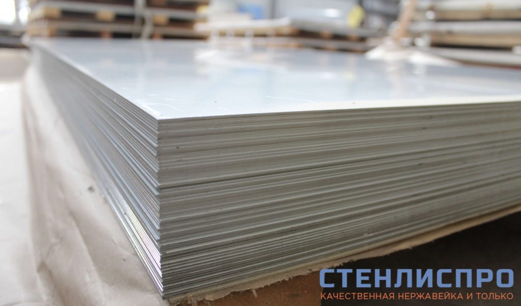 лист нержавеющий AISI 430 1,5х1000x2000 BA PE зеркальный в пленке